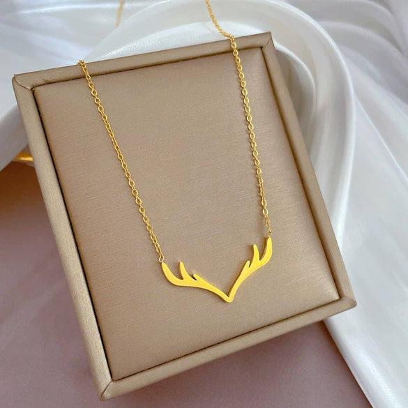 Titanium Steel Cartoon Geometric Electroplated Necklace For Female