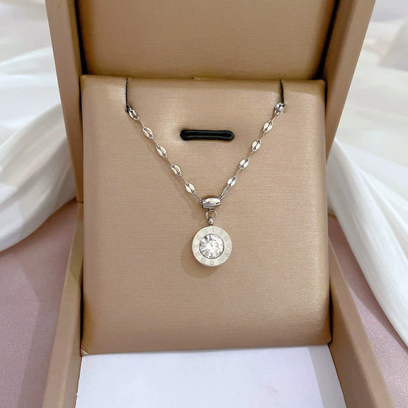 Titanium Steel Cartoon Plant Flowers Geometric Style Electroplated Cold Necklace For Women