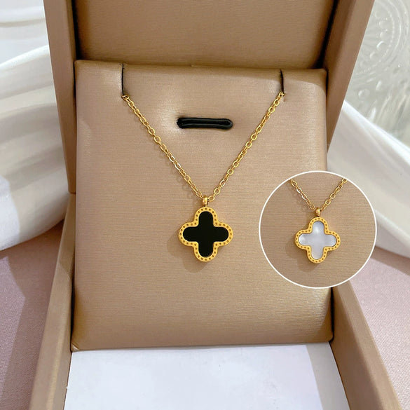 Titanium Steel Cartoon Plant Flowers Geometric Style Electroplated Cold Necklace For Women