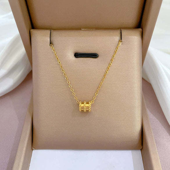 Titanium Steel Cartoon Plant Flowers Geometric Style Electroplated Cold Necklace For Women