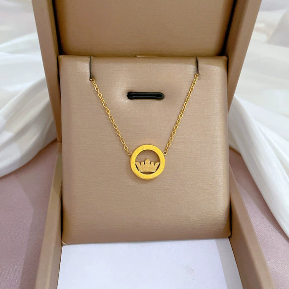 Titanium Steel Cartoon Plant Flowers Geometric Style Electroplated Cold Necklace For Women