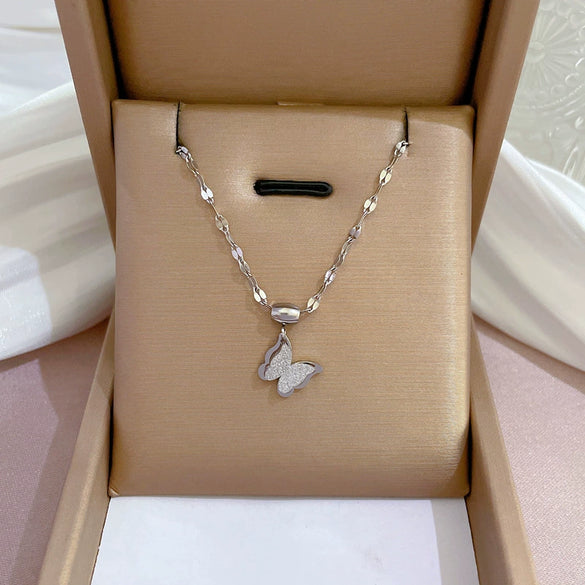 Titanium Steel Cartoon Plant Flowers Geometric Style Electroplated Cold Necklace For Women
