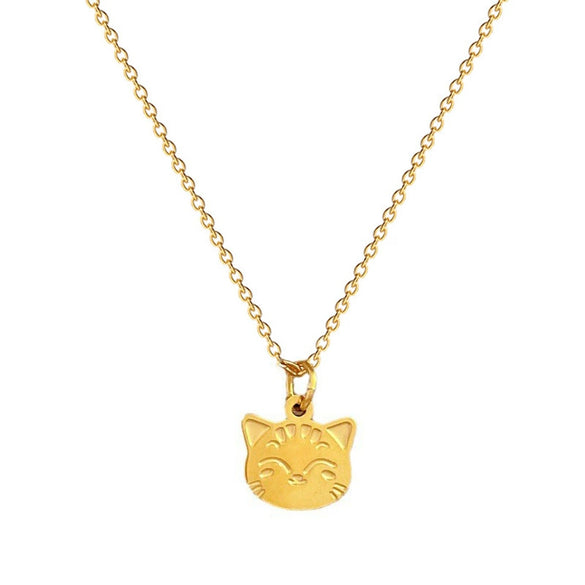Titanium Steel Cartoon Smiling Cat Geometric Cold Necklace For Female