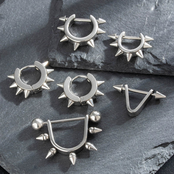 Titanium Steel Cast Geometric Pointed Cone Polishing Unisex Earrings