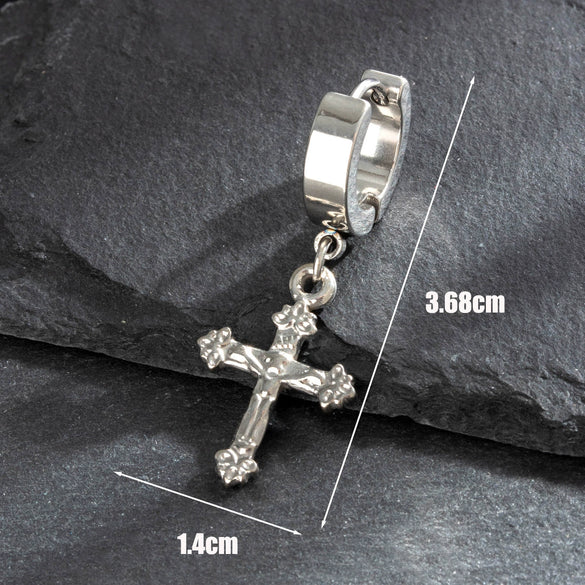 Titanium Steel Casting Cross Star High Sense Hip Hop Unisex Earrings
