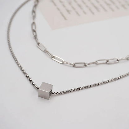 Titanium Steel Casual Classic Style Geometric Double Layer Necklaces