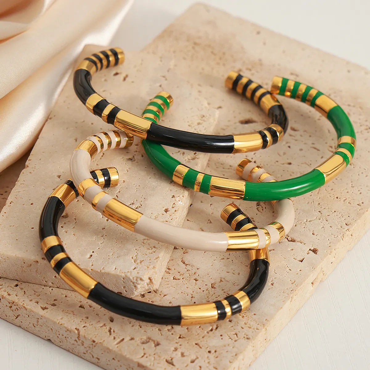 Titanium Steel Casual Simple Style Color Block Enamel Plating