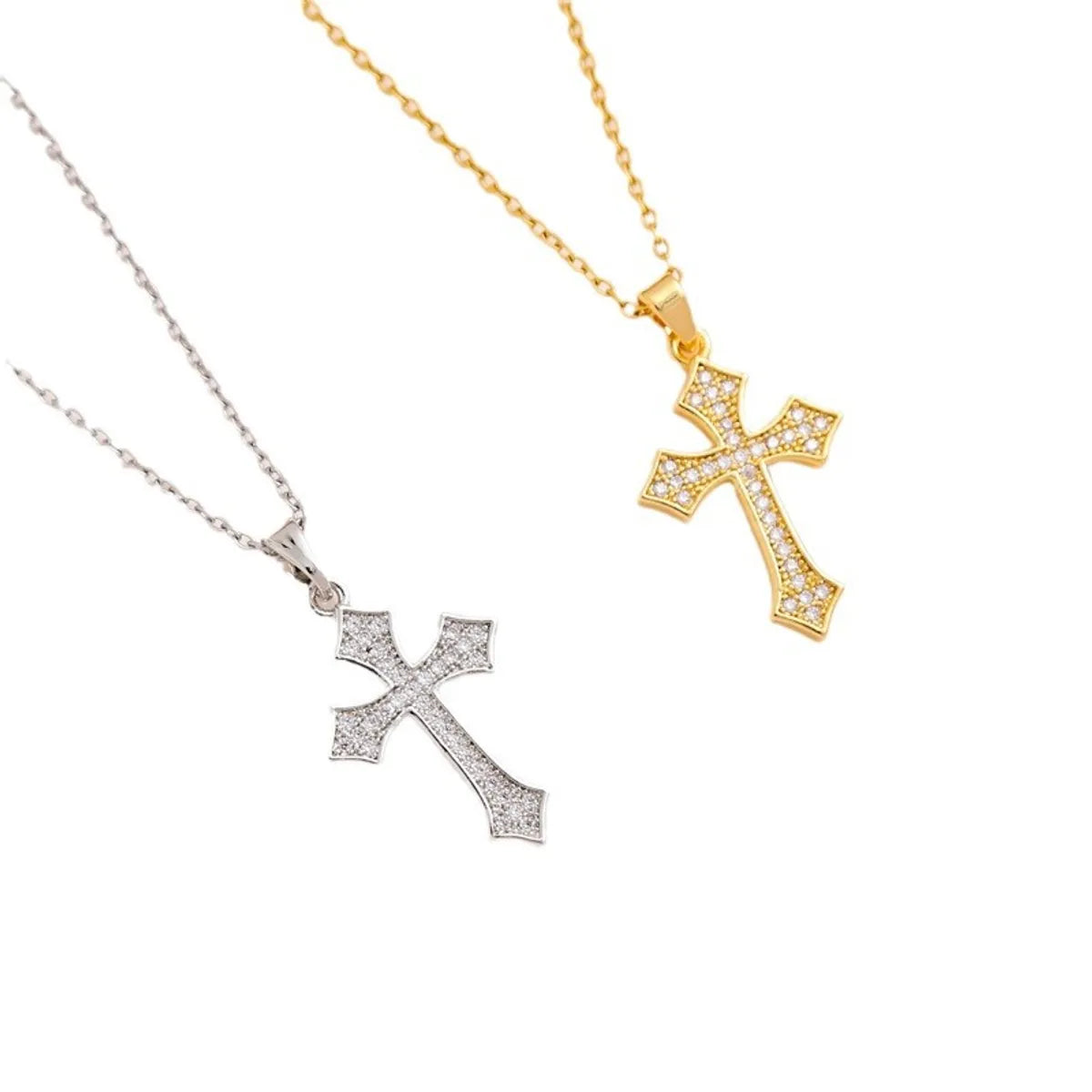 Titanium Steel Casual Simple Style Cross Plating Pendant Necklace