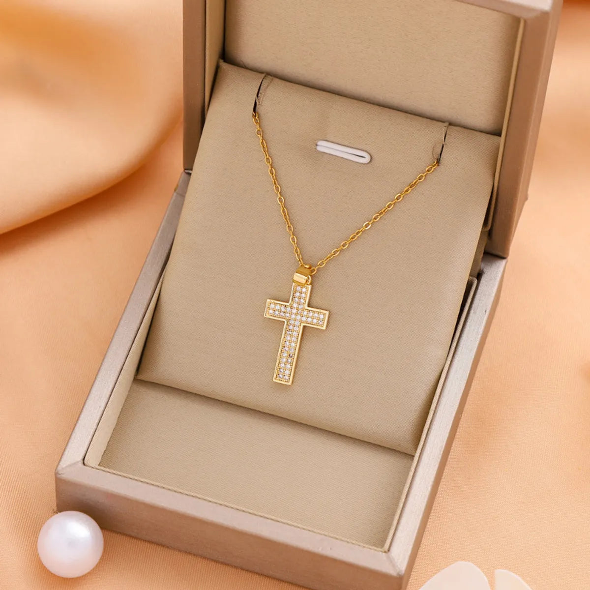 Titanium Steel Casual Simple Style Cross Plating Pendant Necklace