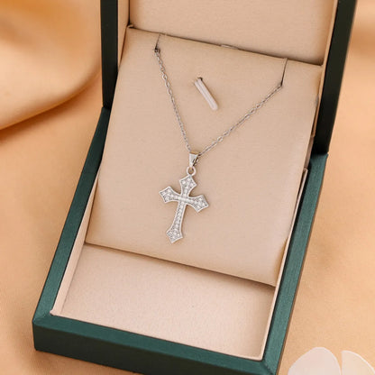 Titanium Steel Casual Simple Style Cross Plating Pendant Necklace