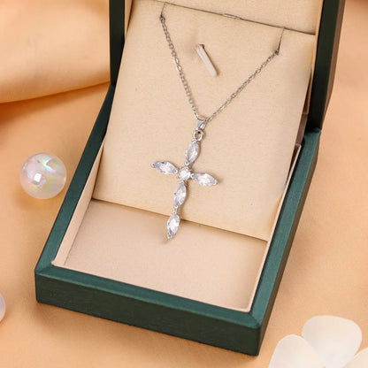 Titanium Steel Casual Simple Style Cross Plating Pendant Necklace