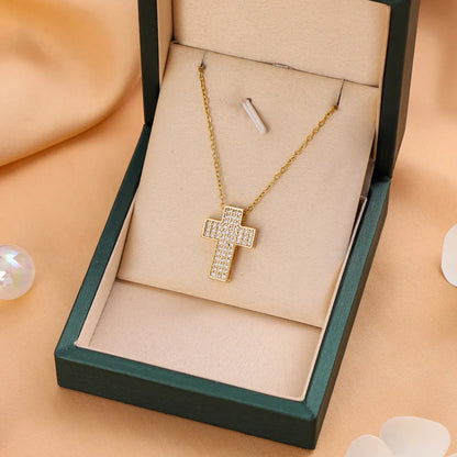 Titanium Steel Casual Simple Style Cross Plating Pendant Necklace