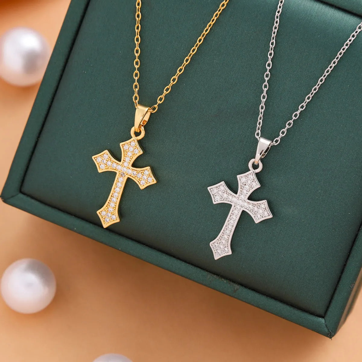 Titanium Steel Casual Simple Style Cross Plating Pendant Necklace