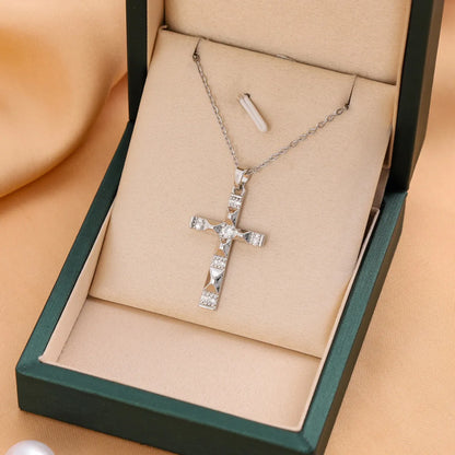 Titanium Steel Casual Simple Style Cross Plating Pendant Necklace