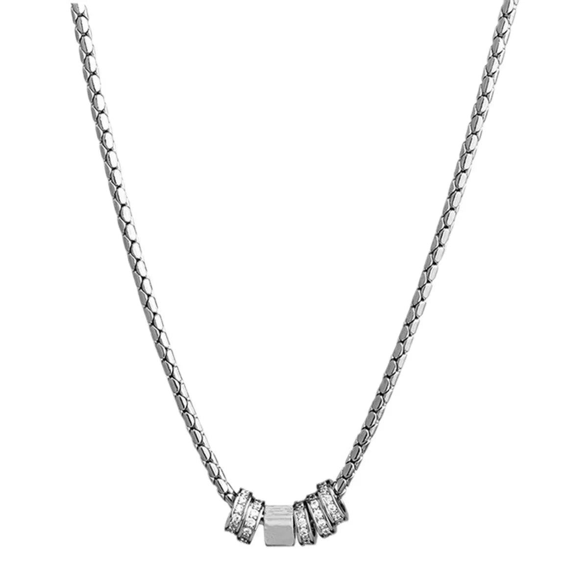 Titanium Steel Casual Simple Style Geometric Plating Inlay Rhinestones Necklace