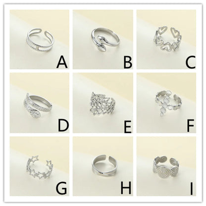 Titanium Steel Casual Simple Style Pentagram Heart Shape Open Rings