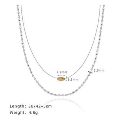 Wholesale Jewelry Casual Sweet Solid Color 201 Stainless Steel 304 Stainless Steel 18K Gold Plated Layered Necklaces