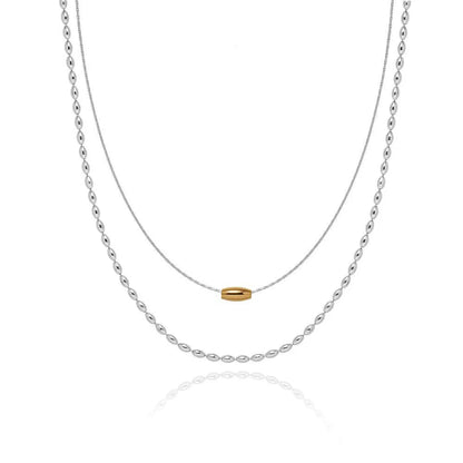 Wholesale Jewelry Casual Sweet Solid Color 201 Stainless Steel 304 Stainless Steel 18K Gold Plated Layered Necklaces