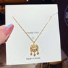 Titanium Steel Cat's Eye Stone Peace Lock Pendant Necklace With Geometric Design For Women