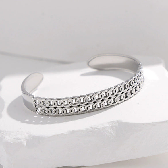 Titanium Steel Chain Bracelet For Women With Geometric Personality Niche Design And Electroplating Process