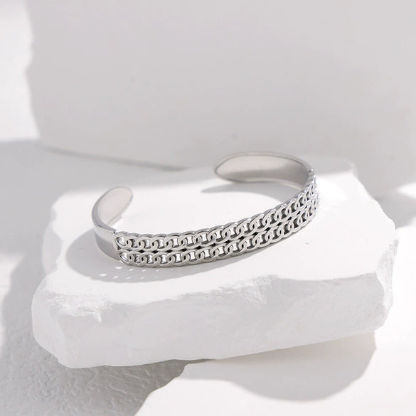 Titanium Steel Chain Bracelet For Women With Geometric Personality Niche Design And Electroplating Process