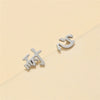 Titanium Steel Chinese Character Geometric Style Electroplated Earrings