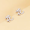 Titanium Steel Chinese Character Geometric Style Electroplated Earrings
