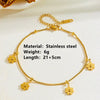 Titanium Steel Chrysanthemum Love Water Drops Bell Pendant Necklace Bracelet Earrings Set For Women
