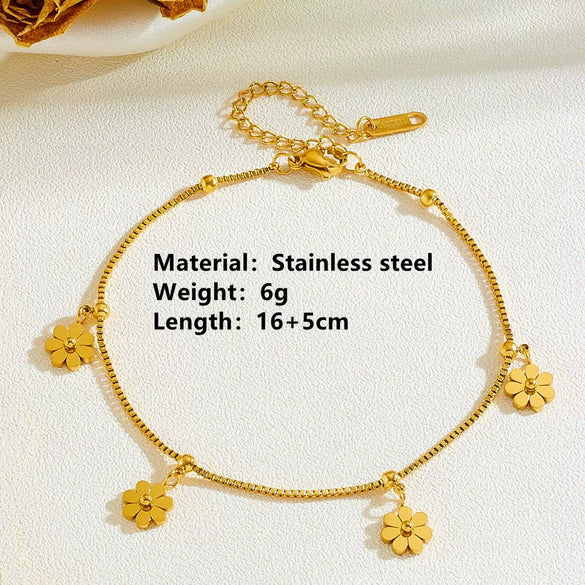 Titanium Steel Chrysanthemum Love Water Drops Bell Pendant Necklace Bracelet Earrings Set For Women