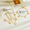 Titanium Steel Chrysanthemum Love Water Drops Bell Pendant Necklace Bracelet Earrings Set For Women