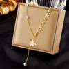 Titanium Steel Clavicle Chain With Irregular Love Butterfly Pendant Electroplated Design For Women