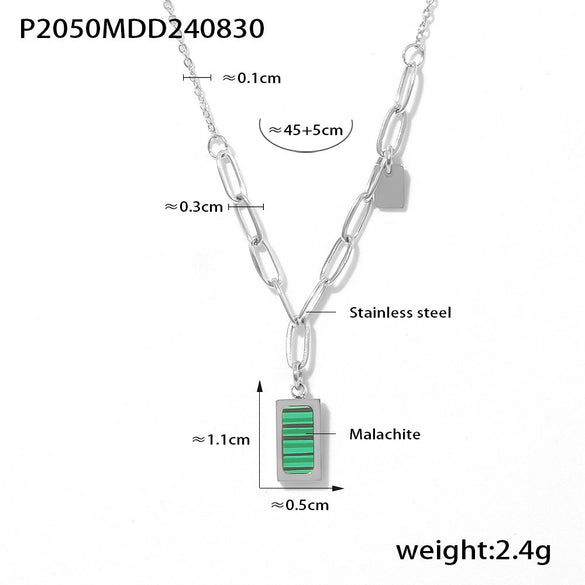 316L Stainless Steel Clavicle Necklace Geometric Striped Retro Style 18K Gold Plated