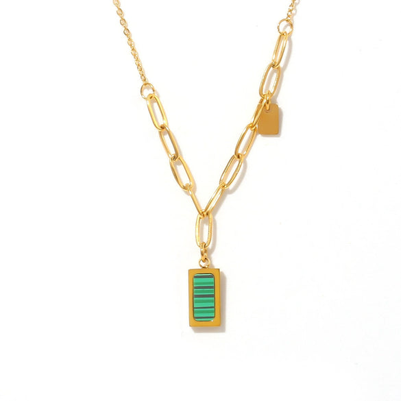 316L Stainless Steel Clavicle Necklace Geometric Striped Retro Style 18K Gold Plated