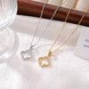 Titanium Steel Clavicle Necklace Minimalist Geometric Leaves Electroplated O Chain For Women