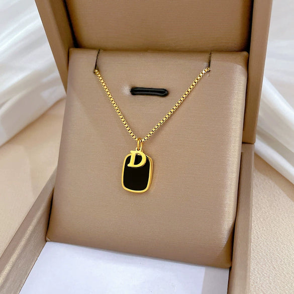 Titanium Steel Cold Necklace With Geometric Pattern And Real Gold Electroplated Cartoon Style For Unisex