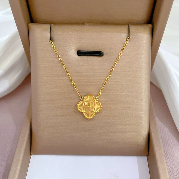 Titanium Steel Cold Necklace With Geometric Pattern And Real Gold Electroplated Cartoon Style For Unisex
