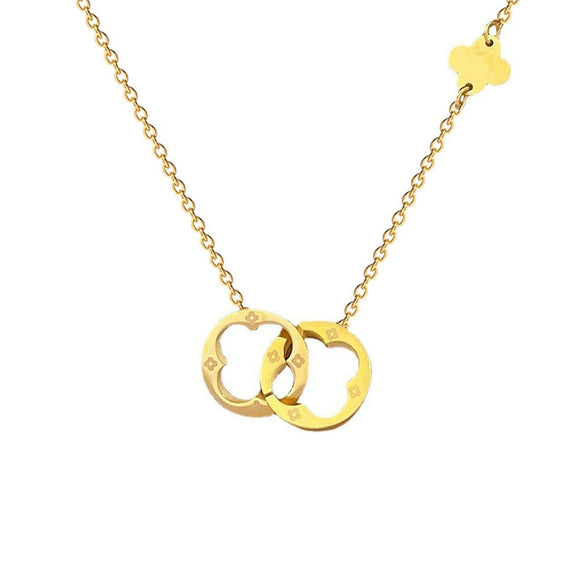 Titanium Steel Cold Necklace With Geometric Pattern And Real Gold Electroplated Cartoon Style For Unisex