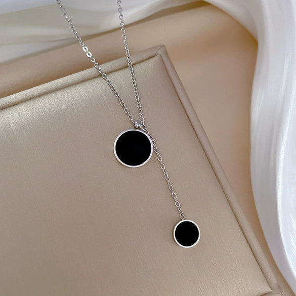 Titanium Steel Cold Necklace With Geometric Pattern And Real Gold Electroplated Cartoon Style For Unisex