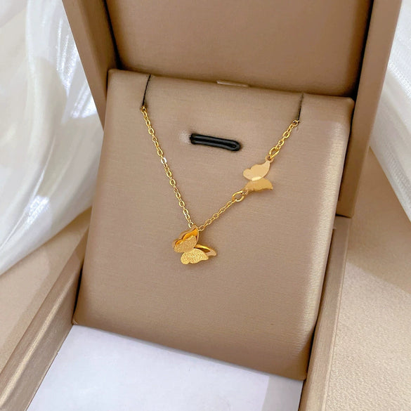 Titanium Steel Cold Necklace With Geometric Pattern And Real Gold Electroplated Cartoon Style For Unisex