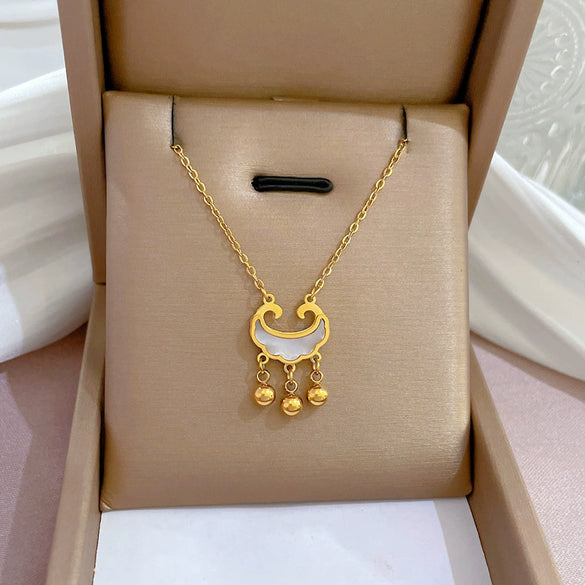 Titanium Steel Cold Necklace With Geometric Pattern And Real Gold Electroplated Cartoon Style For Unisex