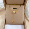 Titanium Steel Cold Necklace With Geometric Pattern And Real Gold Electroplated Cartoon Style For Unisex