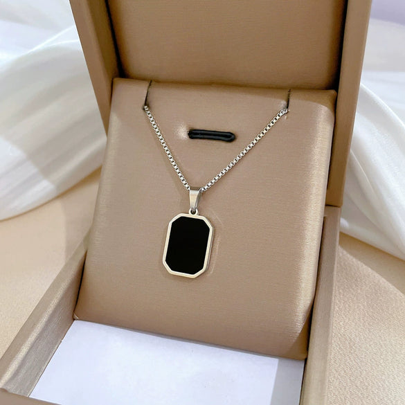 Titanium Steel Cold Necklace With Geometric Pattern And Real Gold Electroplated Cartoon Style For Unisex