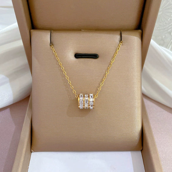 Titanium Steel Cold Necklace With Geometric Pattern And Real Gold Electroplated Cartoon Style For Unisex