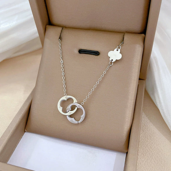 Titanium Steel Cold Necklace With Geometric Pattern And Real Gold Electroplated Cartoon Style For Unisex