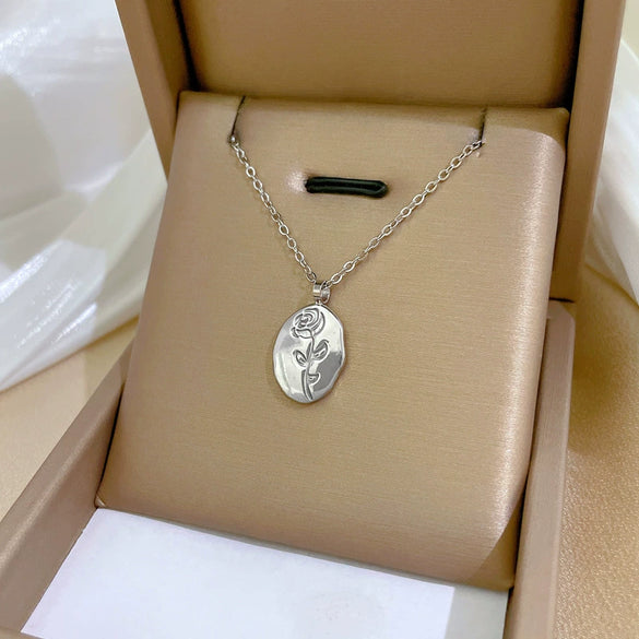 Titanium Steel Cold Necklace With Geometric Pattern And Real Gold Electroplated Cartoon Style For Unisex
