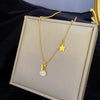 Titanium Steel Cold Necklace With Geometric Pattern And Real Gold Electroplated Cartoon Style For Unisex