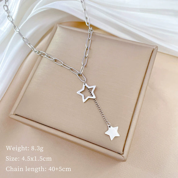 Titanium Steel Cold Necklace With Geometric Pattern Cartoon And Plant Flowers Style Electroplating Treatment Unisex
