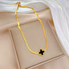 Titanium Steel Cold Necklace With Geometric Pattern Cartoon And Plant Flowers Style Electroplating Treatment Unisex