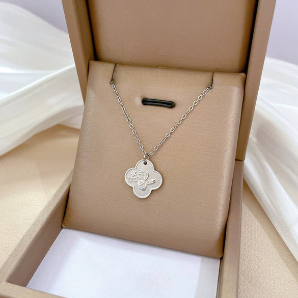 Titanium Steel Cold Necklace With Geometric Pattern Cartoon And Plant Flowers Style Electroplating Treatment Unisex