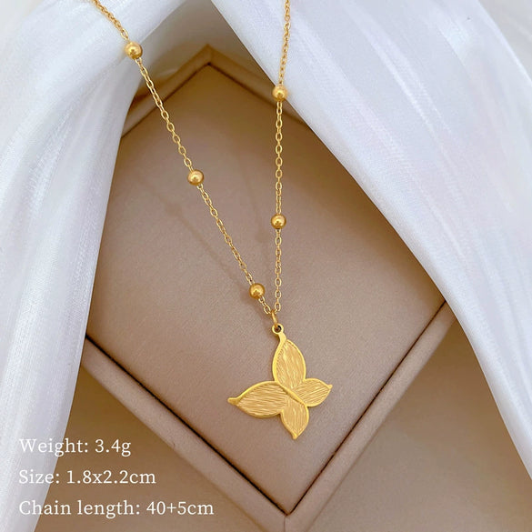 Titanium Steel Cold Necklace With Geometric Pattern Cartoon And Plant Flowers Style Electroplating Treatment Unisex
